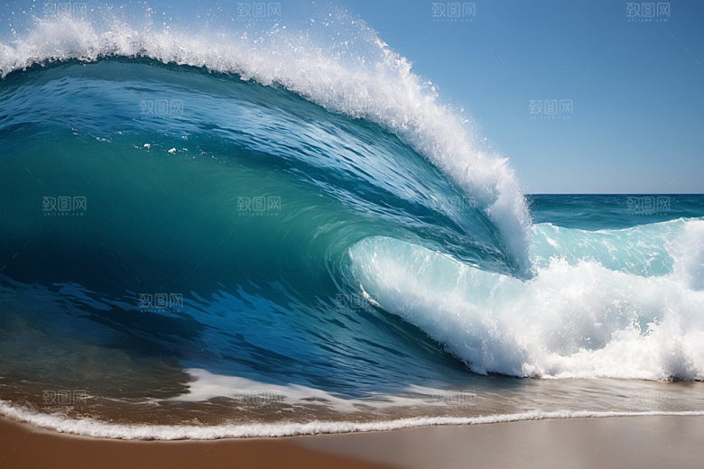 海浪海水自然摄影图