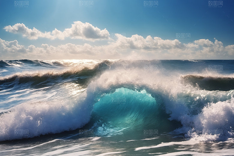 海浪蓝色清透摄影图