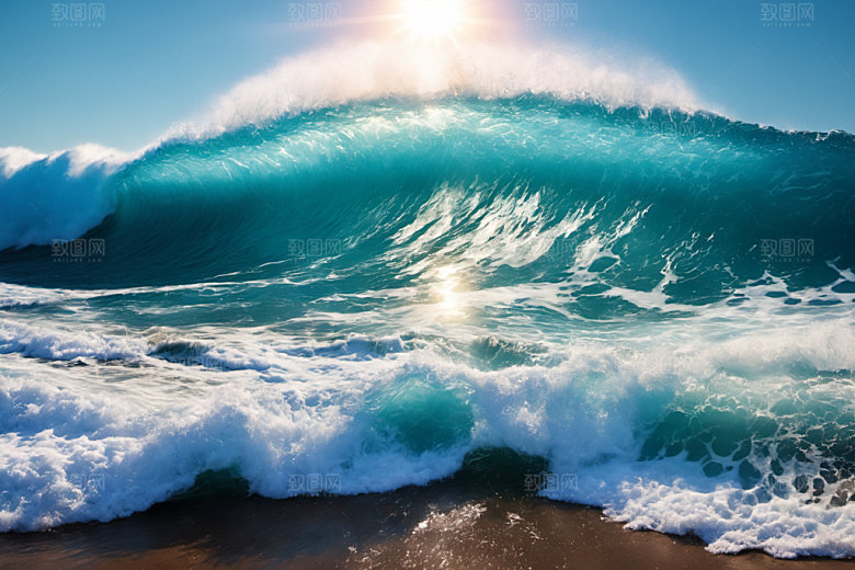 海浪高清蓝色摄影图