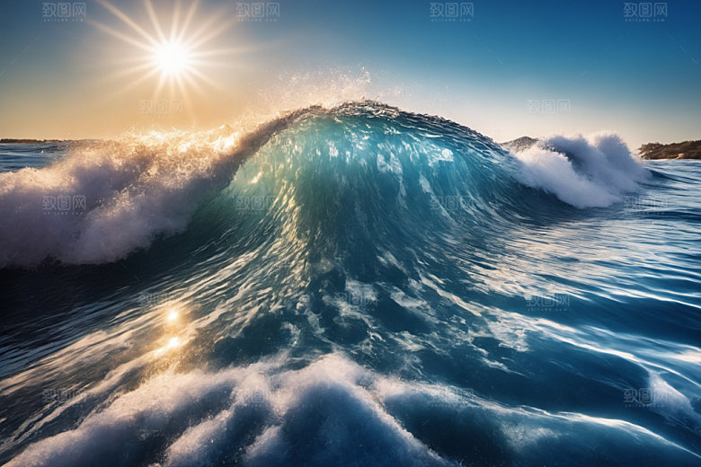 海浪自然波浪摄影图