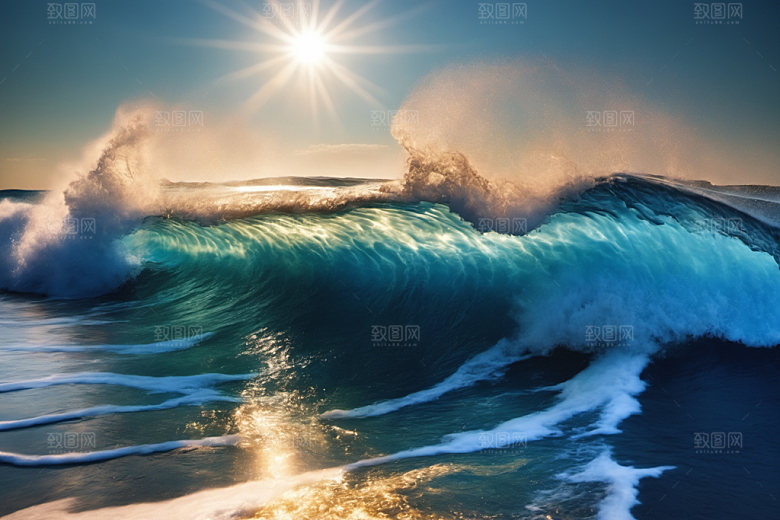 海浪自然蓝色摄影图