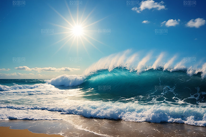海浪波浪大海摄影图