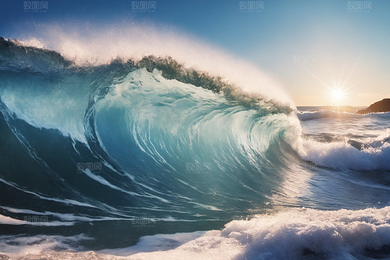 海浪蓝色自然摄影图