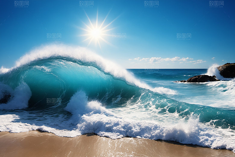 海浪浪花清透摄影图