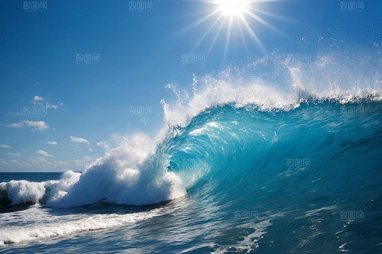 海浪清透波浪摄影图