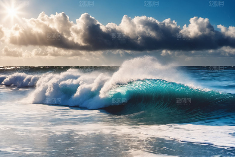 海浪大海蓝色摄影图