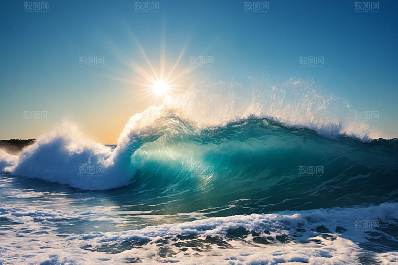 海浪大海清透摄影图