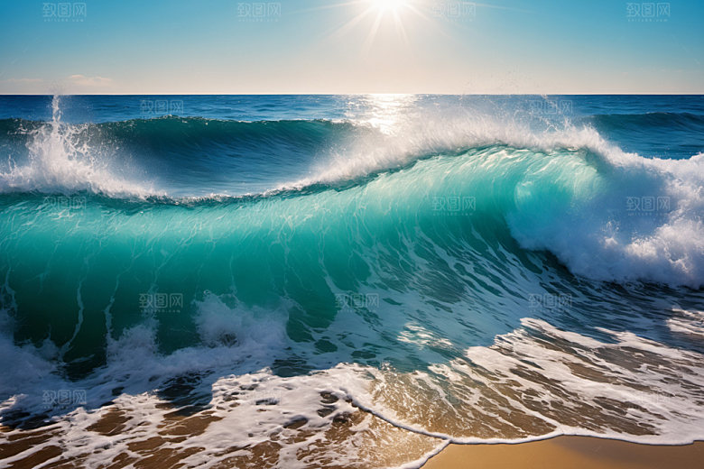 海浪浪花大海摄影图