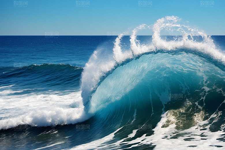 海浪浪花大海摄影图