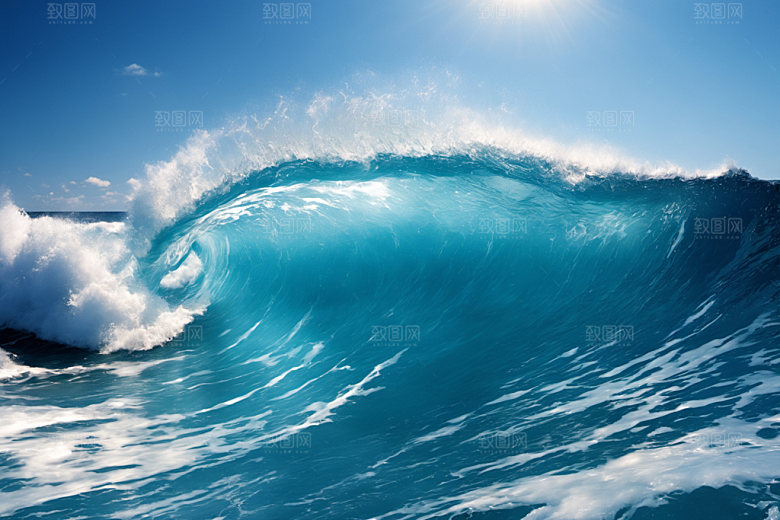海浪自然浪花摄影图