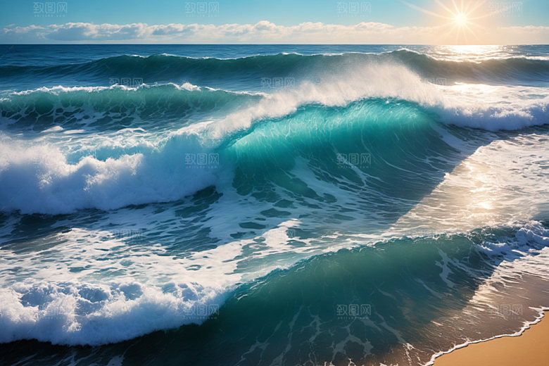 海浪浪花清透摄影图