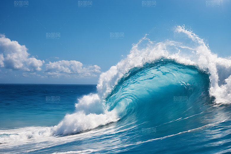 海浪波浪蓝色摄影图