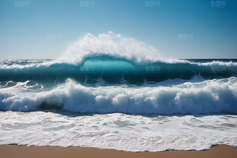 海浪波浪自然摄影图