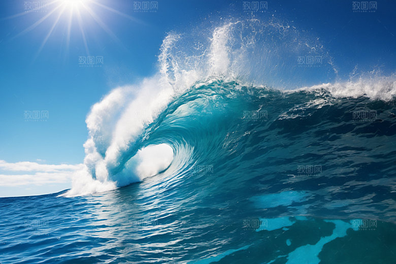 海浪清透大海摄影图