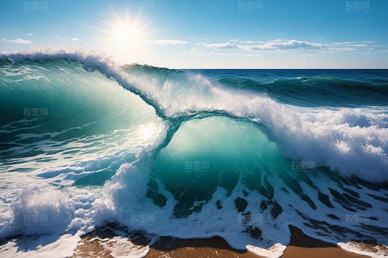 海浪蓝色海水摄影图