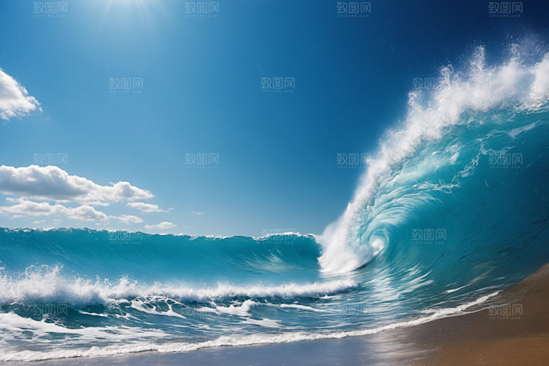 海浪蓝色自然摄影图