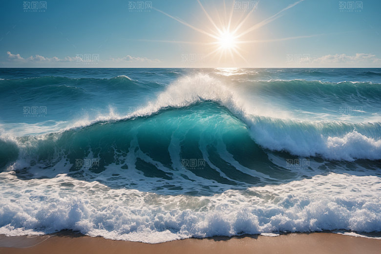 海浪海水自然摄影图