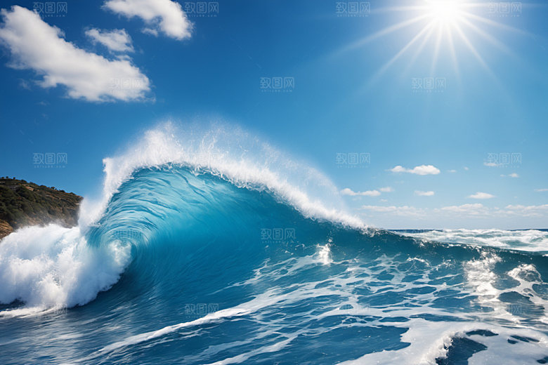 海浪海水自然摄影图