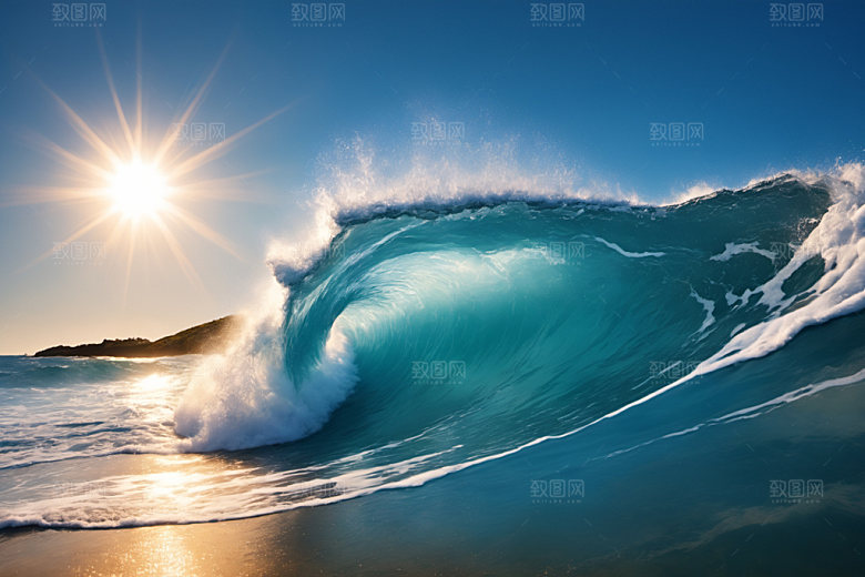 海浪浪花高清摄影图