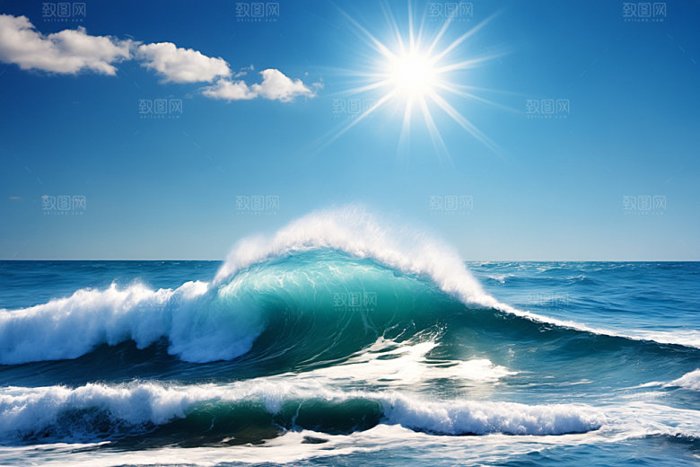 海浪自然浪花摄影图