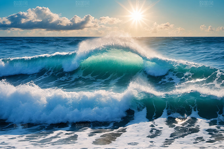 海浪蓝色清透摄影图