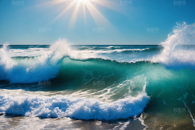 海浪海水蓝色摄影图