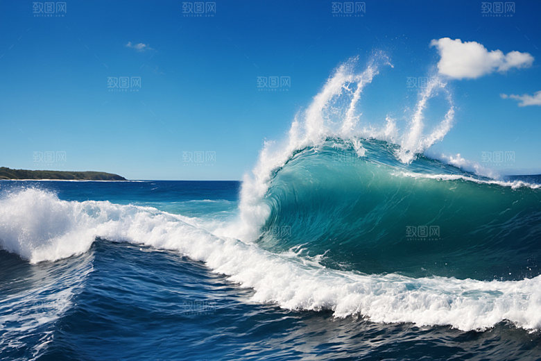 海浪波浪浪花摄影图