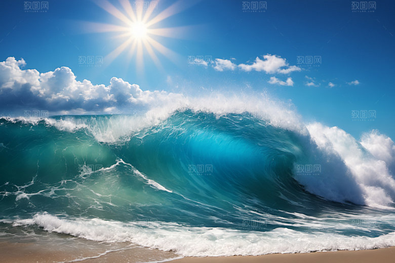 海浪自然蓝色摄影图