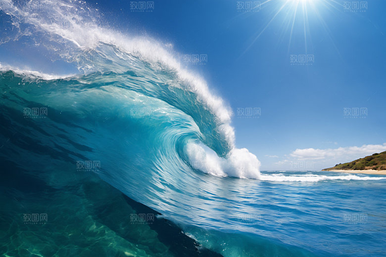 海浪自然蓝色摄影图