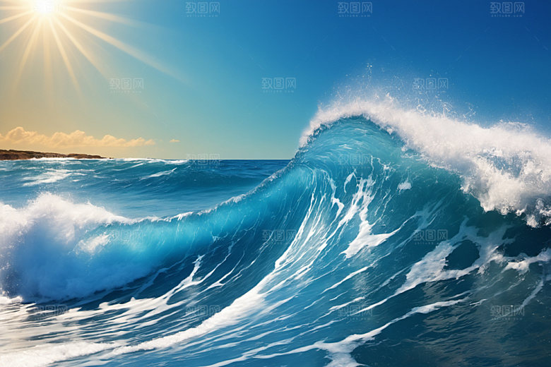 海浪海水自然摄影图
