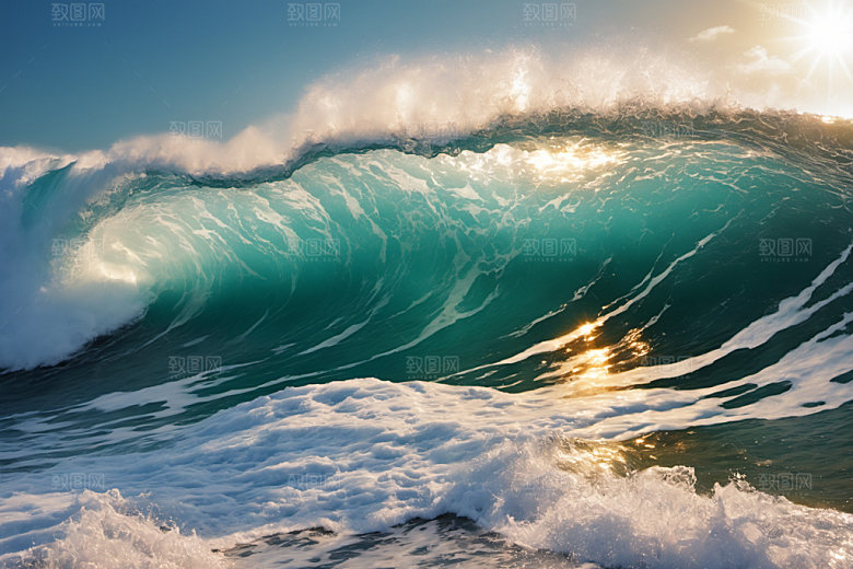 海浪波浪浪花摄影图