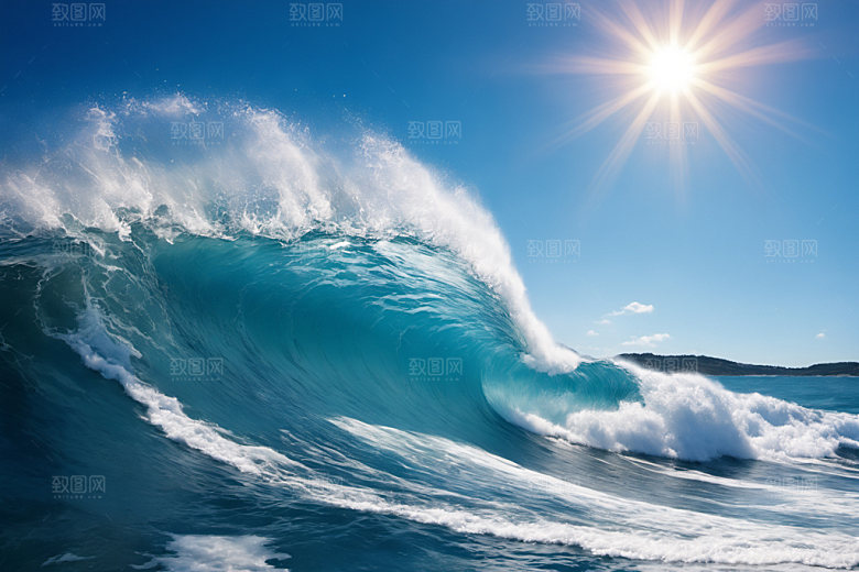 海浪波浪浪花摄影图