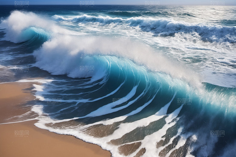 海浪浪花清透摄影图