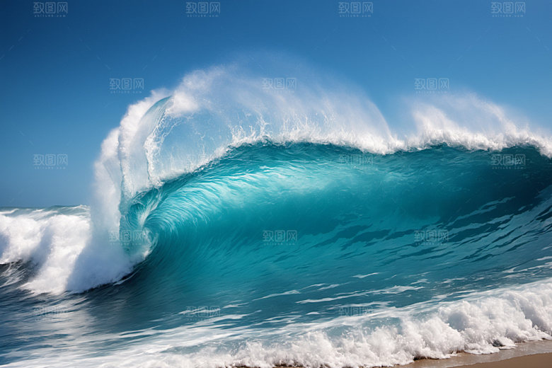 海浪高清蓝色摄影图