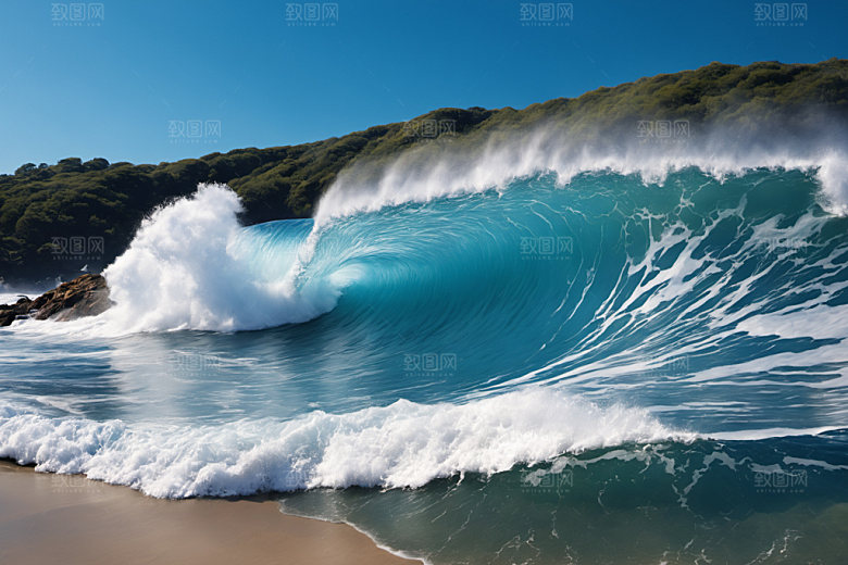 海浪海水自然摄影图