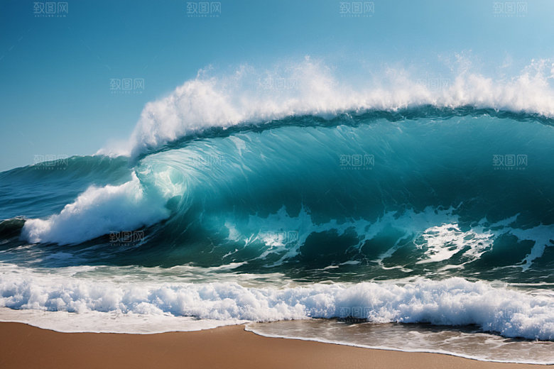 海浪浪花自然摄影图