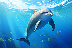 海豚环保自然摄影图