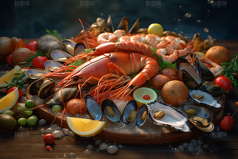 海鲜拼盘海鲜大咖高清摄影图