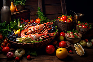 海鲜拼盘美食美味摄影图