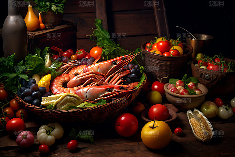 海鲜拼盘美食美味摄影图