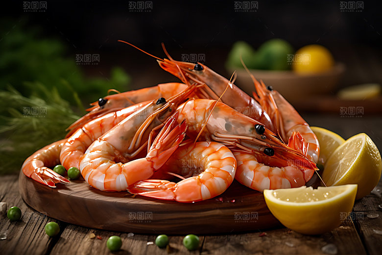 海鲜拼盘美味大虾摄影图