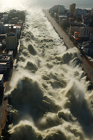 海啸地壳运动高清摄影图