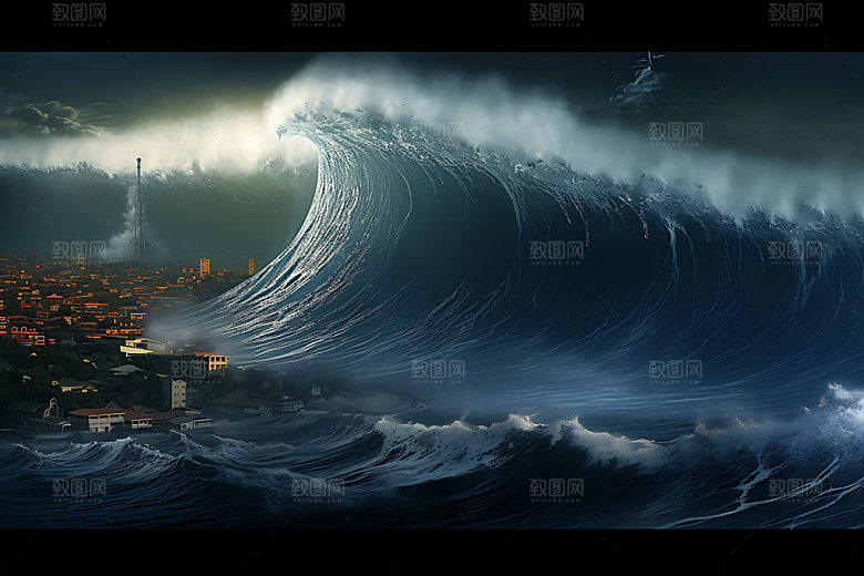 海啸地质灾害地壳运动摄影图