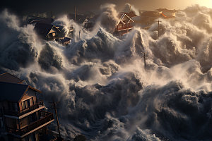 海啸高清洪水摄影图