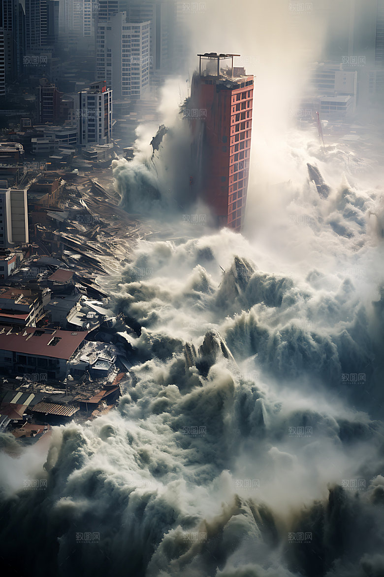 海啸地质灾害自然灾害摄影图