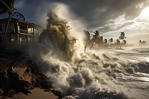 海啸海潮高清摄影图