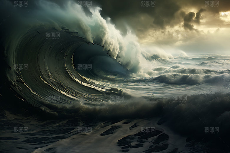 海啸洪水地壳运动摄影图