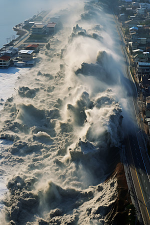 海啸自然灾害洪水摄影图
