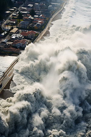 海啸洪水高清摄影图