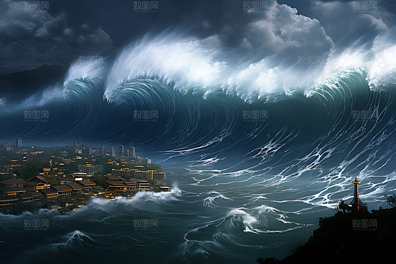 海啸高清自然灾害摄影图